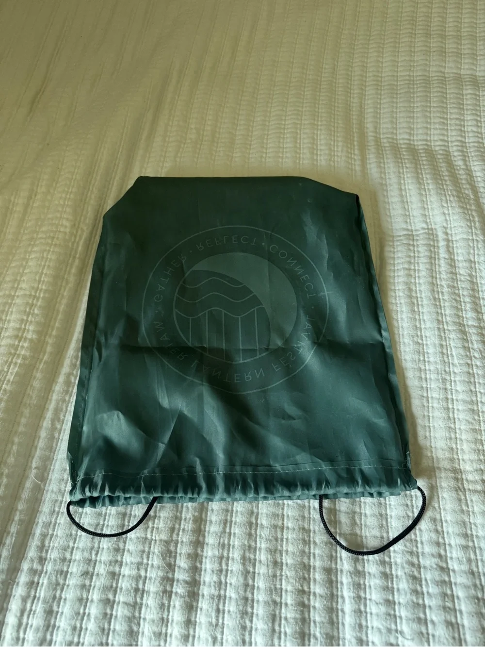 Water Lantern Festival Cinch Bag Nylon Drawstring Backpack Green Event Merch